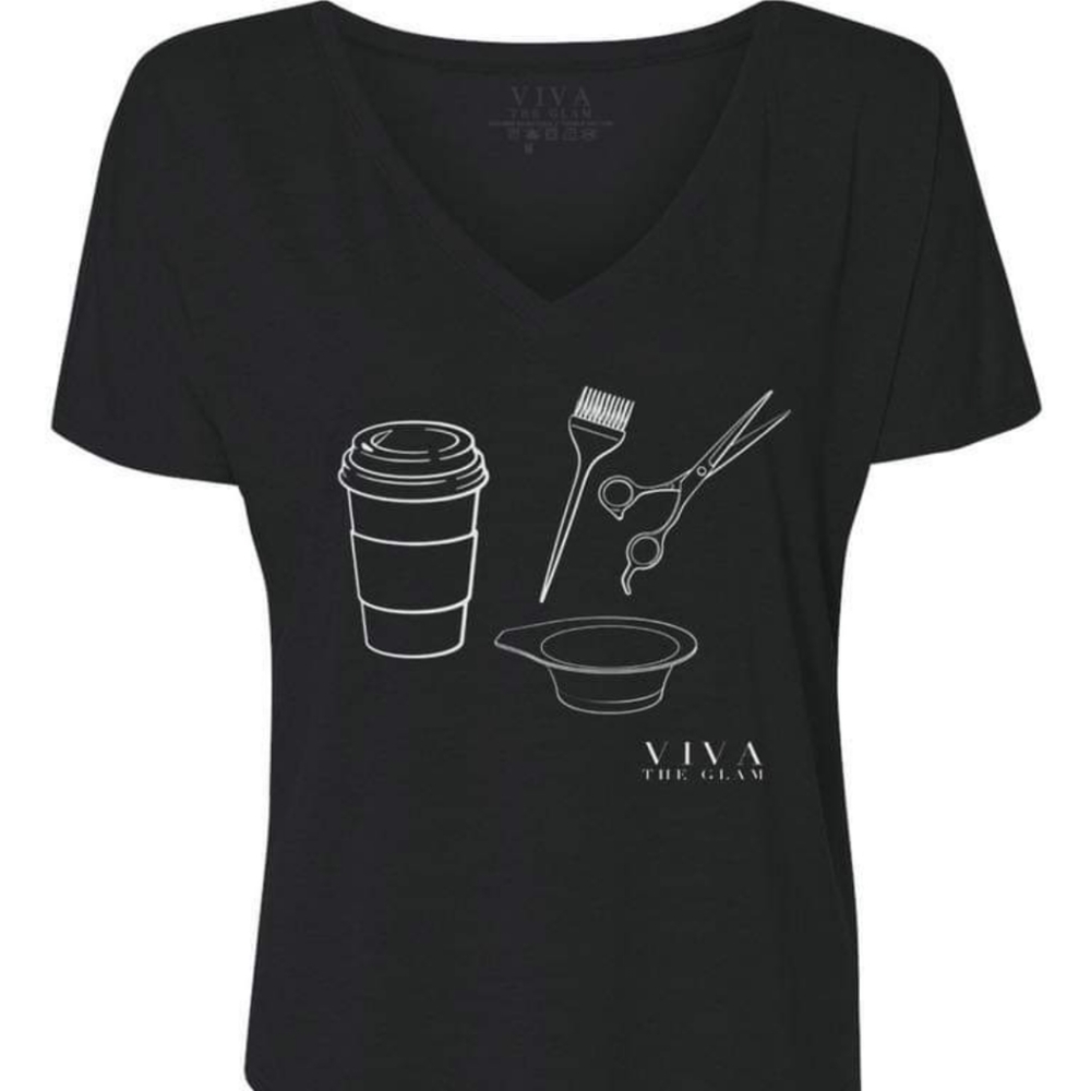 Coffee and Hair shirt Hairstylist slouchy vneck